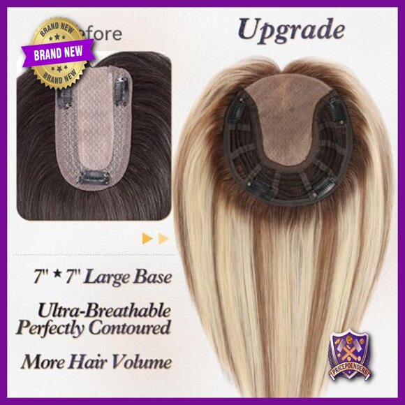 Real Human Hair Topper 7x7 Large Base No Bangs for Thinning Hair main image 2